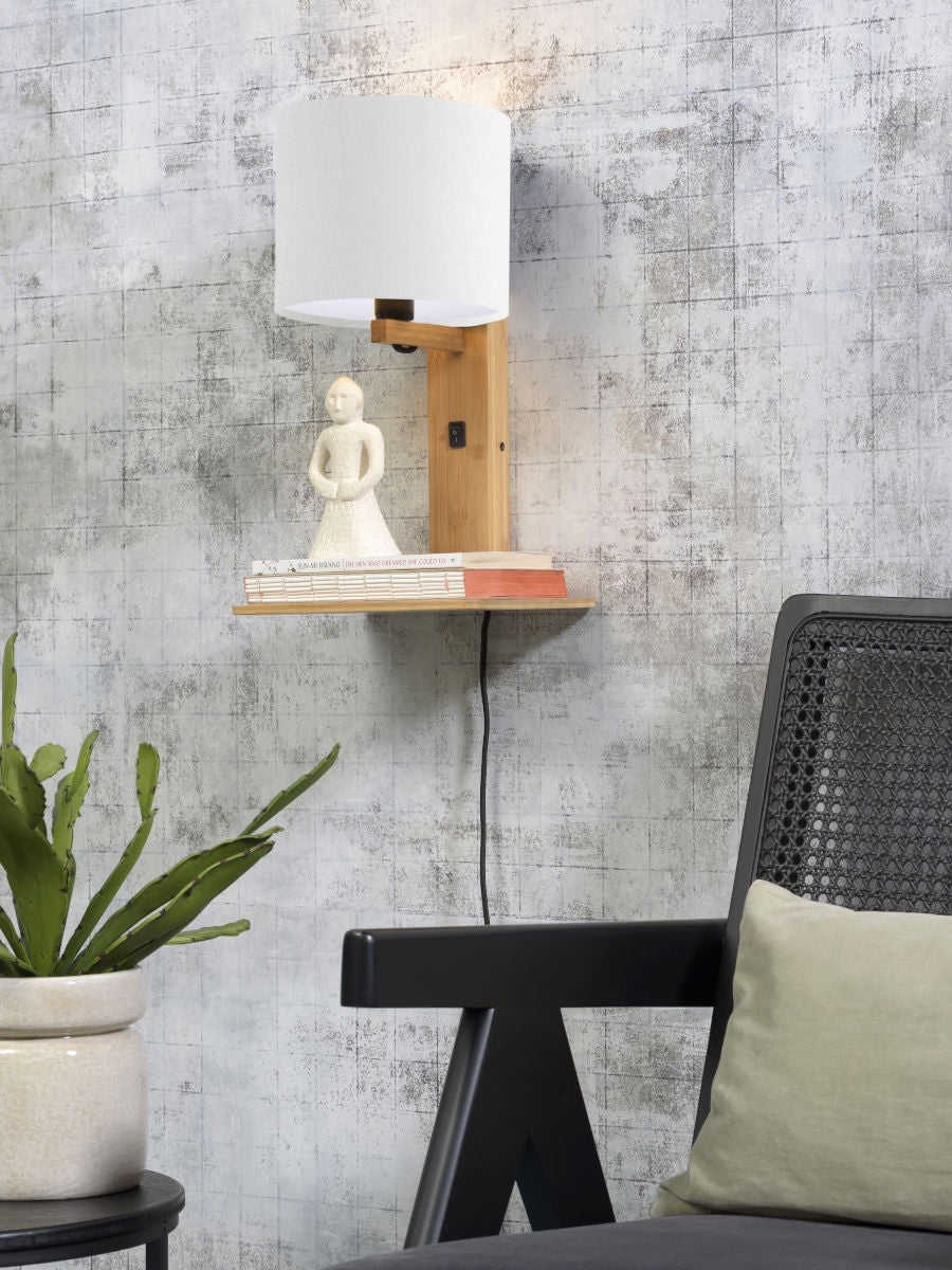 Wandlamp Andes Naturel/Wit met plank