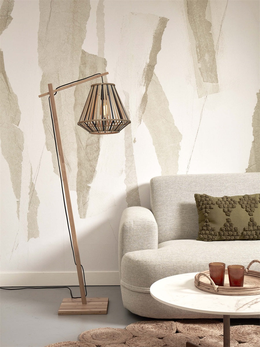 Vloerlamp Merapi Zwart/Naturel