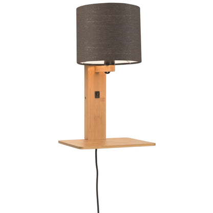 Wandlamp Andes Naturel/Donkergrijs met plank