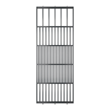 Houten roomdivider van RAL7021 massief eiken, ontworpen voor een strakke, hotel chique uitstraling. Een elegante toevoeging aan elk interieur.