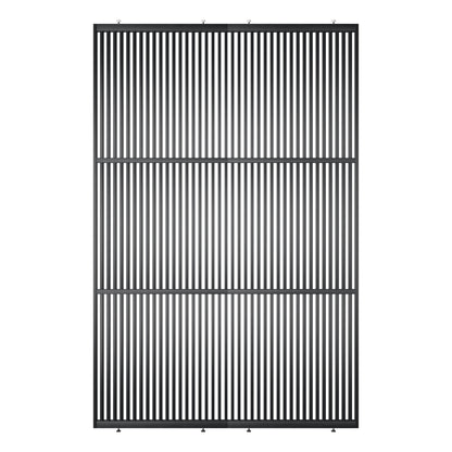 Houten roomdivider met twee gekoppelde delen in XL, in RAL7021 gelakt massief eiken voor een strakke, natuurlijke uitstraling.