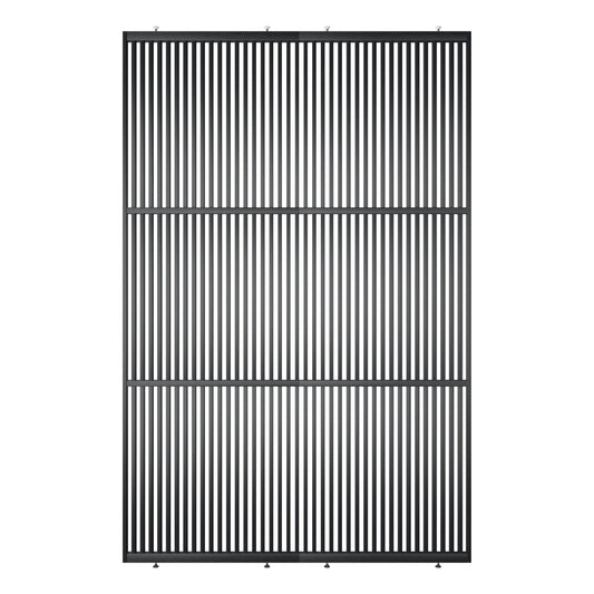 Houten roomdivider met twee gekoppelde delen in XL, in RAL7021 gelakt massief eiken voor een strakke, natuurlijke uitstraling.