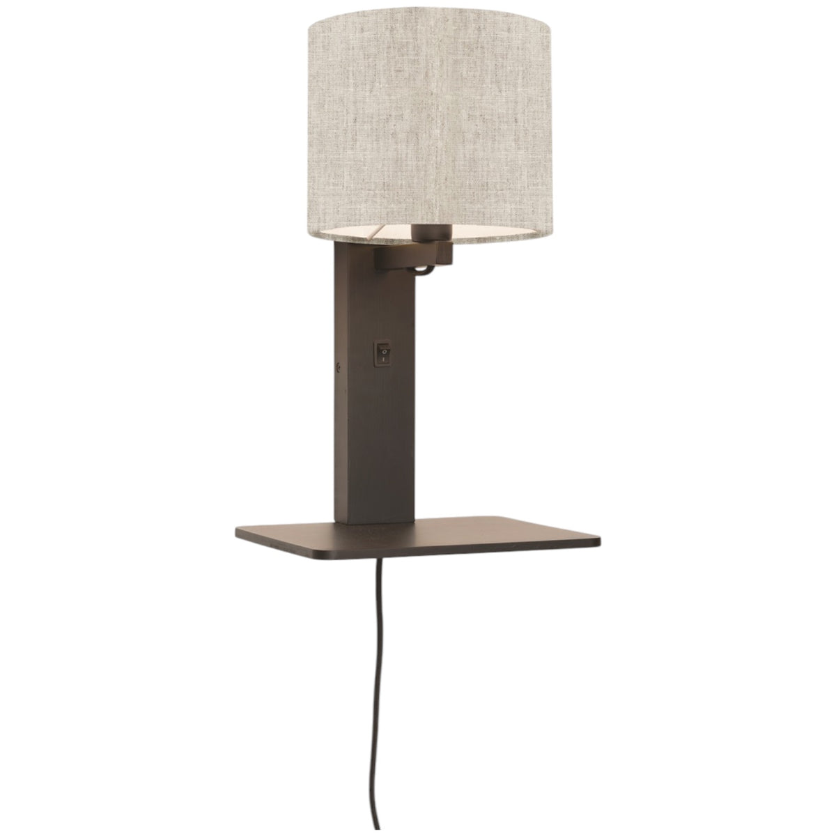 Wandlamp Andes Zwart/Licht Linnen met plank