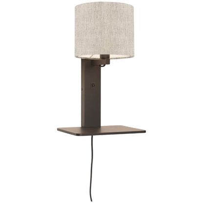 Wandlamp Andes Zwart/Licht Linnen met plank