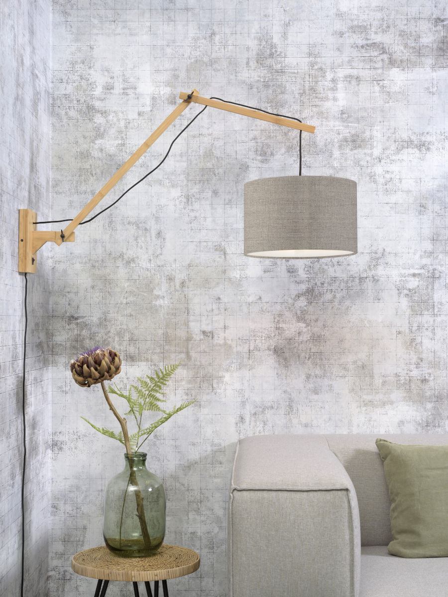 Wandlamp Andes L Naturel/Donker Linnen
